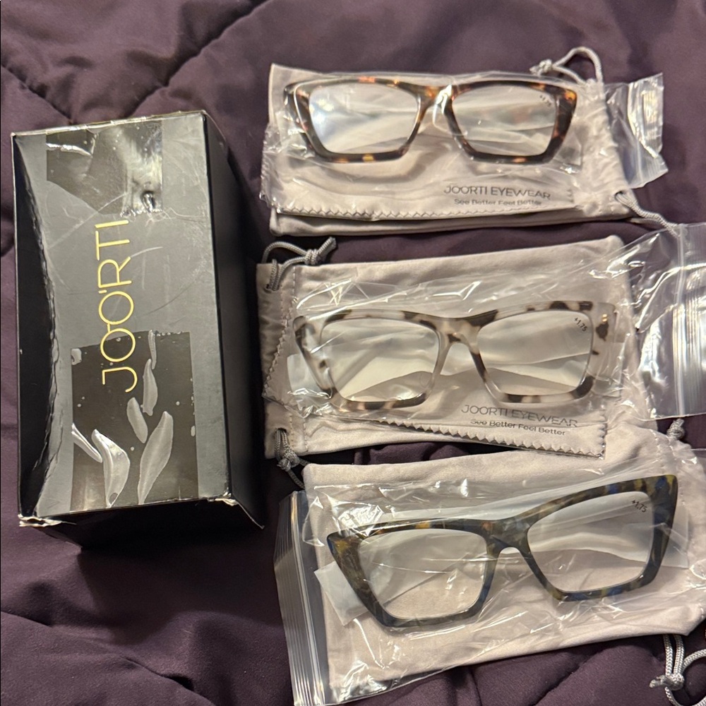 Eyeglasses Trio  Readers - 3 pack of +1.75 Joorti eyewear tortoise Oprah cat eye - Picture 8 of 12